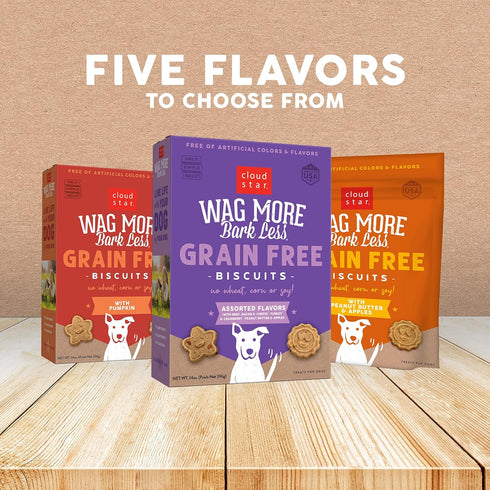 Cloud Star Wag More Bark Less - Grain Free Pumpkin Dog Treats - Crunchy Biscuits - 2.5 lb Pouch