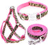 Mile High Life Leopard Dog Harness Collar Leash Set - Adjustable No Pull Halter for Small Breed Dogs (Pink, S)