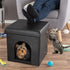 Cat House Collapsible Multipurpose Small Dog or Cat Ottoman with Footrest, Cushioned Top, and Interior Pillow by