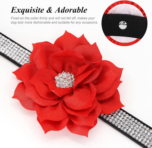 Pet Artist Cute Girl Rhinestone Suede Dog Collar for Small Dogs Cats, Bling Bowtie Collar, XS: Neck 7.5-10" (19-25cm)
