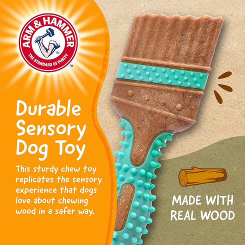 Arm & Hammer for Pets Chew Tools Collection, Wood Blend Paintbrush Chew Toy for Dogs, 7.5 Inch