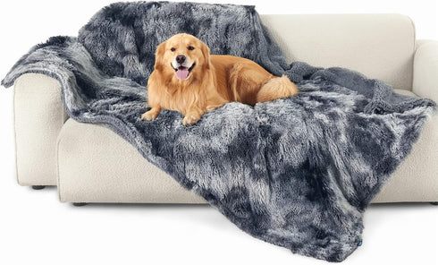 Bedsure Waterproof Dog Blankets for Large Dogs - Calming Cat Blanket for Bed Couch Protector, 60"x80", Tie-dye Grey
