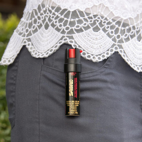 SABRE Advanced Pepper Spray, 3-in-1 Formula with Maximum Strength Pepper Spray, CS Military Tear Gas, UV Marking Dye