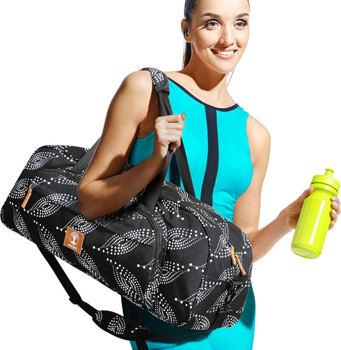 Yoga Mat Bag, 8-Pocket Gym Bag Fits 1/2" Thick Mat & Blocks, Detachable Straps, Large Tote for Women, Men