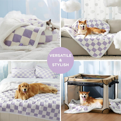 Lesure Waterproof Dog Blanket for Large Dogs, Washable Double-Sided with Warm Jacquard Shag and Soft Sherpa Fleece,
