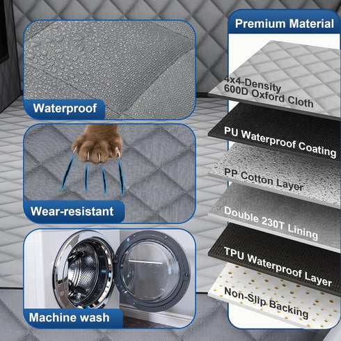 CarChic Hammock 600D Dog Car Seat Cover for Back Seat - Waterproof Pet with Embedded Insert Door Protectors, Oxford