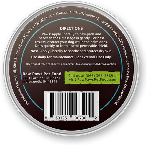 Raw Paws Paw Wax for Dogs & Nose Balm - 4-Ounce Value Size Paw Cream & Wax for Dry, Cracked Pads & Snouts