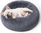 Bedsure Calming Dog Bed for Medium Dogs, 30 inches, Washable Round Fluffy Plush Faux Fur Cat Bed, Dark Grey