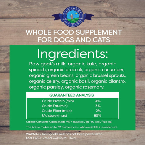 Freeze Dried Raw Goat's Milk with Probiotics for Dogs & Cats, Organic USA Veggies & Fruits, High Protein Toppers