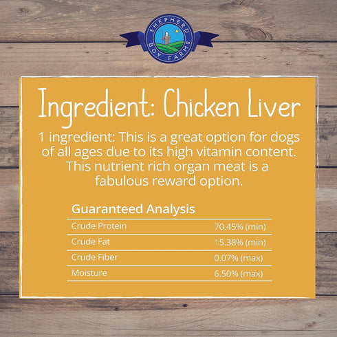 Freeze Dried Dog Treats, Chicken Liver, All Natural, Made in USA, High in Protein, 3oz