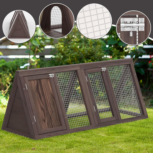 2 (46" Outdoor Rabbit House Bunny Chicken Coop Wooden Small Animals Quail Cage Hamster Pet Run Cage Poultry Hutch