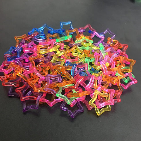 Star Shape Clear Color Chain Links, Plastic Neon Toy Parrot Bird Foot Parts, Kid DIY, 100pcs