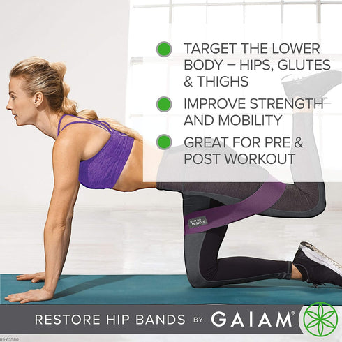 Gaiam Restore Booty Bands Resistance Loops, Set of 2 Elastic Glute Bands for Women & Men, Exercise Guide Included