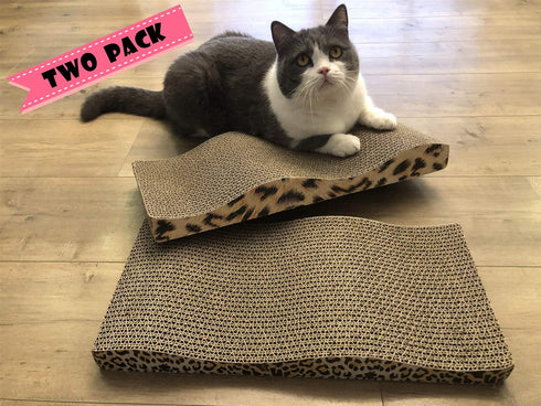 Cat Scratcher Cardboard Wave Scratch Pad with Catnip, Reversible Two Pcs Set for Cats