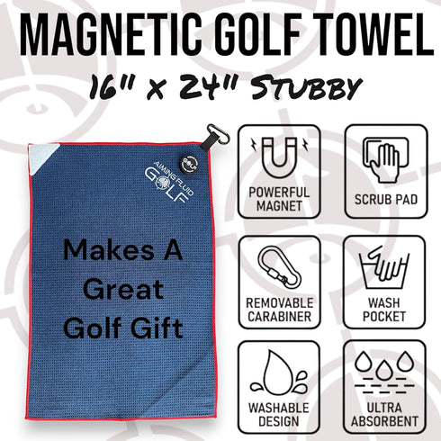 Multi-Function Magnetic Golf Towel with Wash Pocket, Magna-Anchor Technology, Waffle Pattern, Ball Scrubber