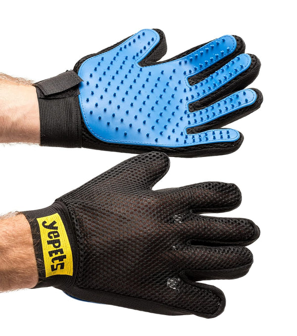 PAIR of Low-Cost Pet Grooming Gloves, Ideal for Grooming, Deshedding, Bathing & Massaging Dogs & Cats, Blue