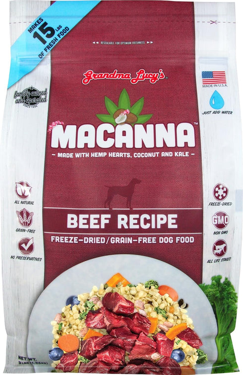 Grandma Lucy's Macanna Dog Food, Grain Free and Freeze-Dried - Beef Recipe,
