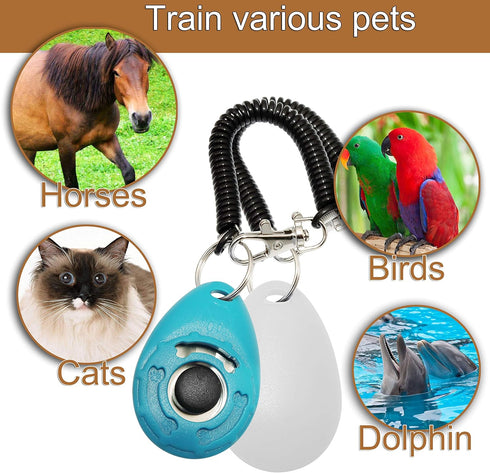 Training Clicker for Pets - Dog, Cat, Horse, Bird, Dolphin, with Wrist Strap, 2 Pack