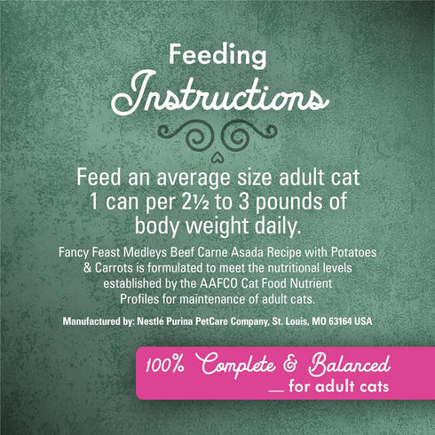 (Pack 24) 3 oz. Purina Fancy Feast Medleys Wet Food for Cats Beef Carne Asada Recipe with Potatoes and Carrots