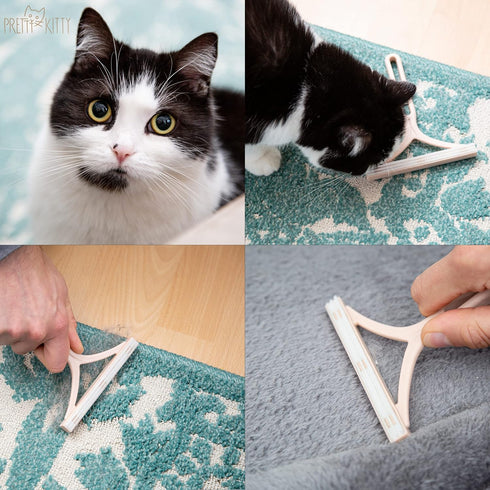 2X Pet Hair Removal Set for Couch - Cat Hair Remover Brush Cleaner Tool & Hair Scraper for Carpet