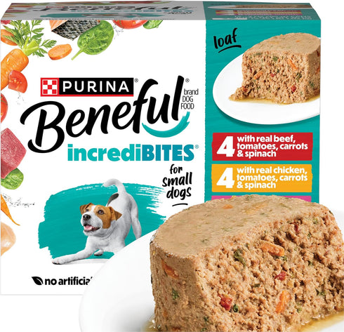 Purina Beneful Small Breed Wet Dog Food Variety Pack, IncrediBites Loaf, Chicken,