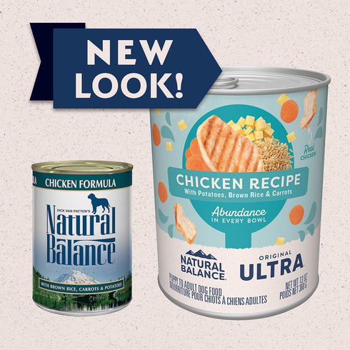 Natural Balance Original Ultra Adult Wet Dog Food, Chicken Formula with Brown Rice, Carrots & Potatoes, 13 Ounce Can