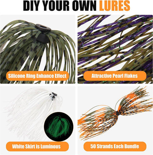 OROOTL Silicone Jig Skirts, Spinnerbait Skirt Replacement for Bass Fishing Lures