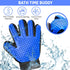 Upgrade Pet Grooming Gloves for Dogs, Cats, Rabbits & Horses, Efficient Hair Remover Mittens - 1 Pair (Blue)