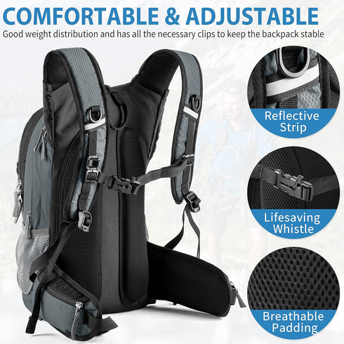 Gelindo Hydration Backpack Insulated Pack with 2.5L BPA Free Bladder for Men Women - 18L for Hiking Festival Cycling
