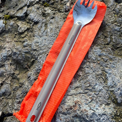 Savior Survival Gear Titanium Spork - Lightweight Multi-Purpose Long Handle Camping Spork for Backpacking
