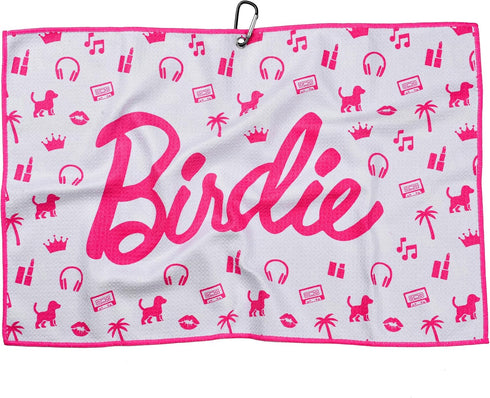 Shanker Golf Birdie Pink Towel - Funny Microfiber Waffle Golf Towel for Women - Perfect Gift & Accessories