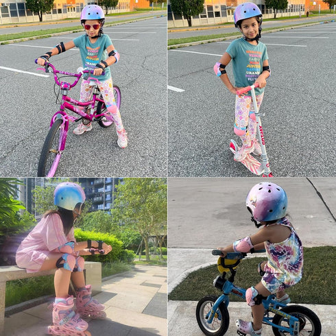 Kids Protective Gear Set - Helmet, Knee Pads, Elbow Pads & Wrist Guards for Boys & Girls Age 3-8 for Skating
