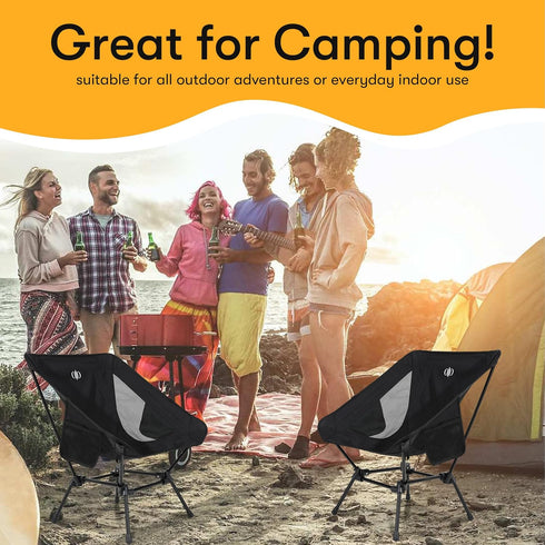 Generic 600D 7075 D-LO Ultralight Camping Chair - Black - Upgraded Dual Pocket - High Strength Oxford Fabric - Aluminum