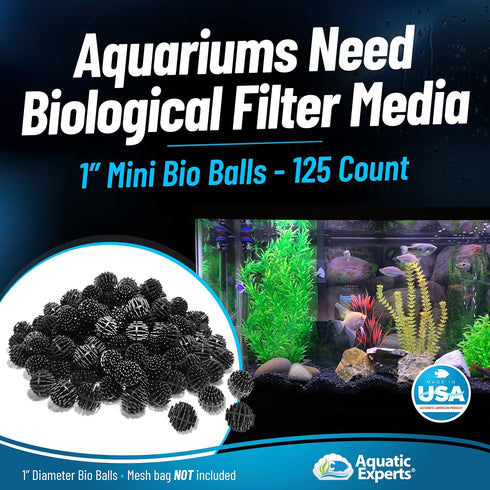 Aquatic Experts Bio Balls Filter Media, 1 Inch Small Bio Balls for Aquarium Filter, 125 Count Made in The USA