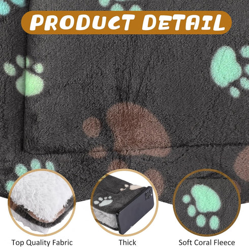 4 Pack Ultra Soft Dog Cat Bed Mat, Cozy Washable Thickened Pet Bed for Small Animals (Black, 13 x 19)