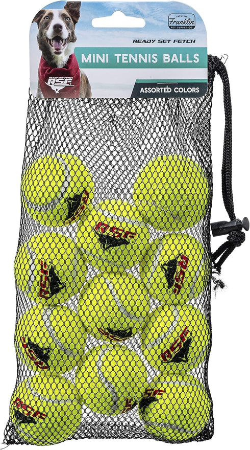 Franklin Pet Supply RSF Squeak Mini 1.75" Tennis Balls, Dog Toy Squeaks When Squeezed, Pack of 12