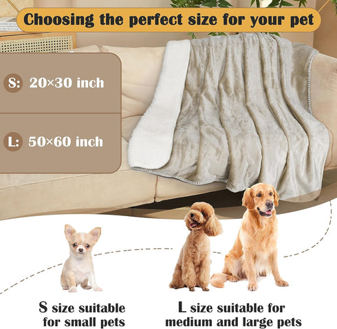 Kritter Planet Waterproof Small Dog Blanket - Soft Washable Furniture Protector, Reversible Sherpa Fleece Cover