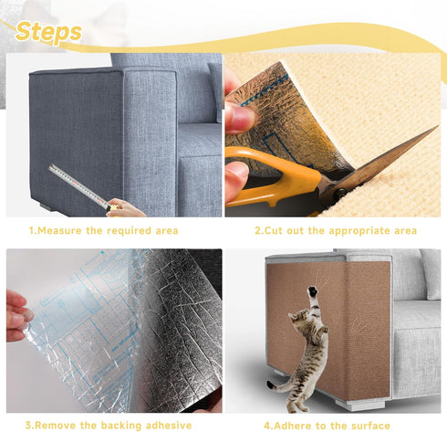 HOOSHEE 39.3''x15.8'' Trimmable Cat Scratch Furniture Protector, DIY Self-Adhesive, Durable Corner Scratcher Couch