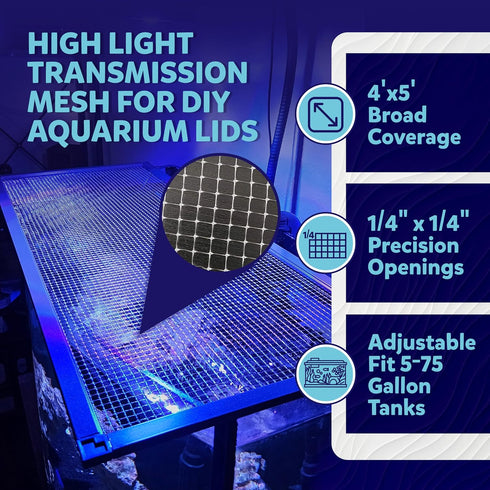 Clear Mesh Netting Material 4'x5', Plastic Mesh Screen for Fish Aquarium Top Cover, Aquarium Mesh Screen