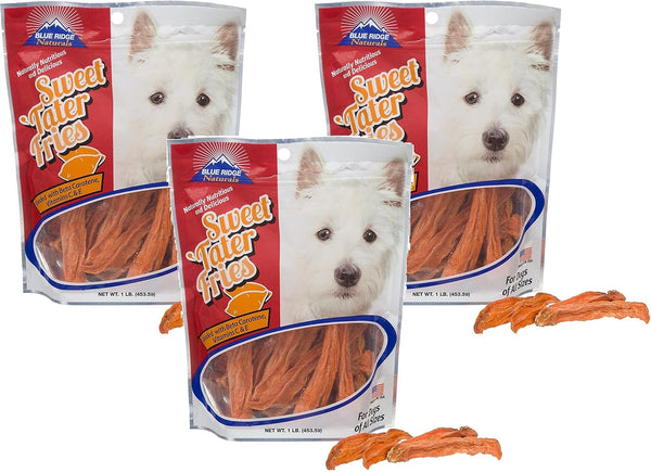Blue Ridge Naturals Sweet Tater Fries (1 lb) - Naturally Healthy Dog Treats (3-Pack)