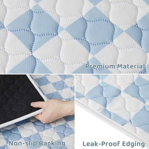 2 Pack Blue Checkered Washable Pee Pads for Dogs, Checkered Reusable Dog Pee Pads, for Puppy Playpen, Crate, Whelping