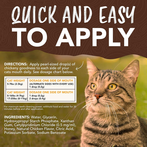 TropiClean Enticers Cat Teeth Cleaning Treat Gel, Honey Chicken Flavored Cat Toothpaste Alternative, 2 oz