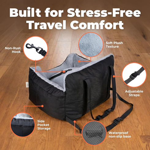 25 lbs 21 20 14 Best Pet Supplies Elevated Dog Car Seat for Small Dogs, Booster Seat with Safety Tether & Storage
