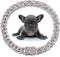 LEIFIDE Dog Chain Collar Diamond Link Necklace for Small Medium Large Dogs Cats (Silver, Pink White, 12 Inch)