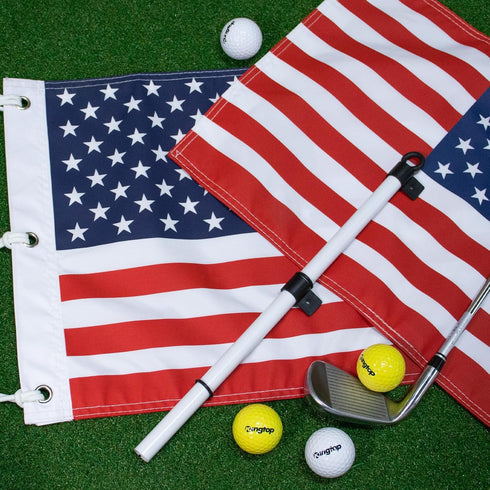 KINGTOP USA Golf Flag 20x14 Inch - Standard Putting Green Flags for Backyard Practice, 1-Pack, Brass Grommets,