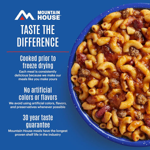 2 30-Year 2-Pack Mountain House Chili Mac with Beef | Freeze-Dried Food for Camping, Servings, Shelf-Life