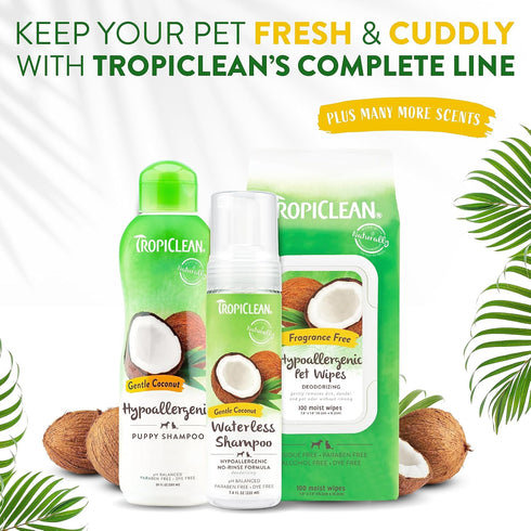 TropiClean Coconut Hypoallergenic Cat Shampoo | Gentle Kitten Shampoo for Sensitive Skin | 12 oz