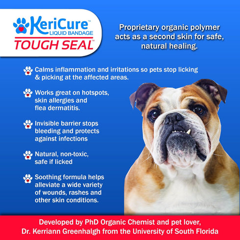 Pet Liquid Bandage Spray for Dogs & Cats - Tough Seal - 2oz Calming Wound Care Protection, Protects Cuts and Scratches