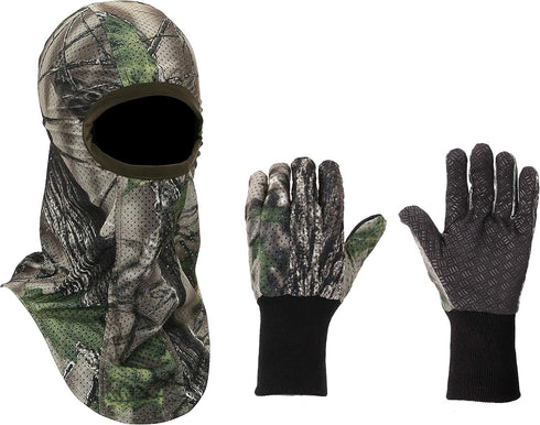 North Mountain Gear Camouflage Hunting Gloves and Face Mask Set - Quiet and Breathable