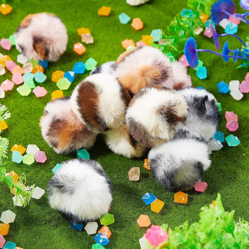 Weewooday 12 Pieces Cat Pom Pom Balls Toys, Large Fuzzy Plush Ball for Cats Pets Interactive Playing
